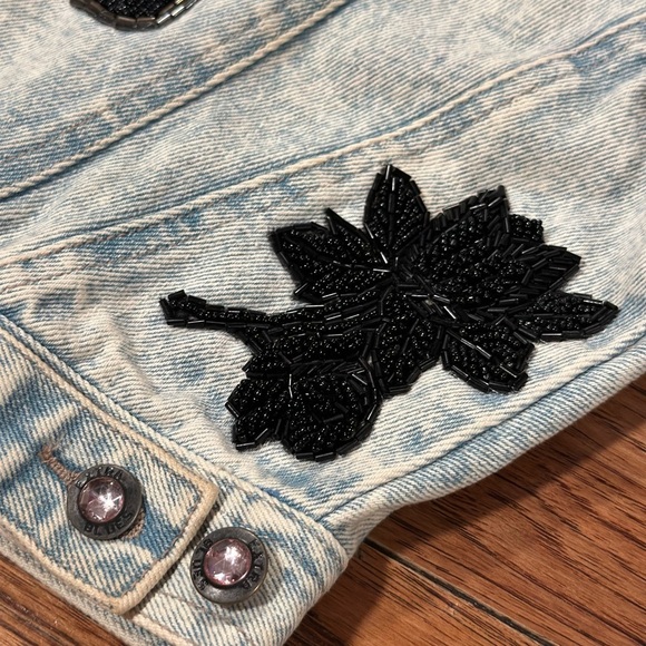 Vintage 1980s Hand Beaded and Embellished Extra Blues Jean Jacket Size M - Picture 14 of 16
